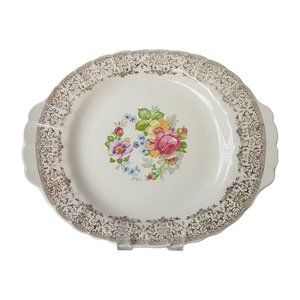 LIMOGES AMERICAN LAMARR KS542 Serving Platter 22K Gold Filigree Floral Center